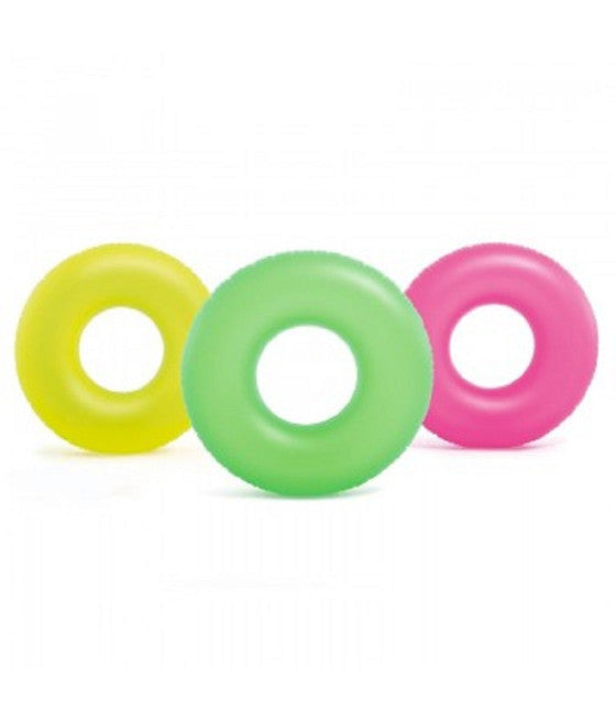 AUFBLASBARE RETTUNGSBOJE NEON 91CM MEER STRAND SCHWIMMBAD SOMMER 59262