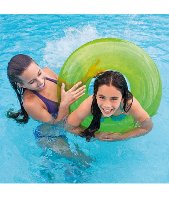 AUFBLASBARE RETTUNGSBOJE NEON 91CM MEER STRAND SCHWIMMBAD SOMMER 59262