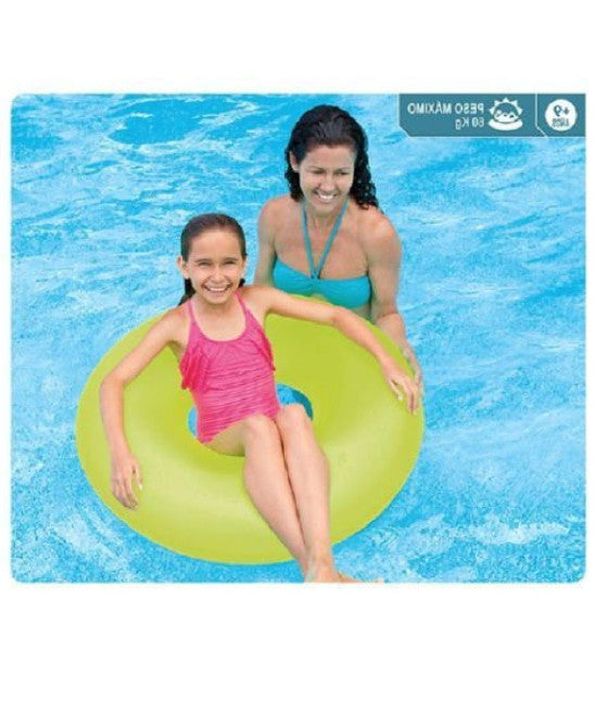 AUFBLASBARE RETTUNGSBOJE NEON 91CM MEER STRAND SCHWIMMBAD SOMMER 59262