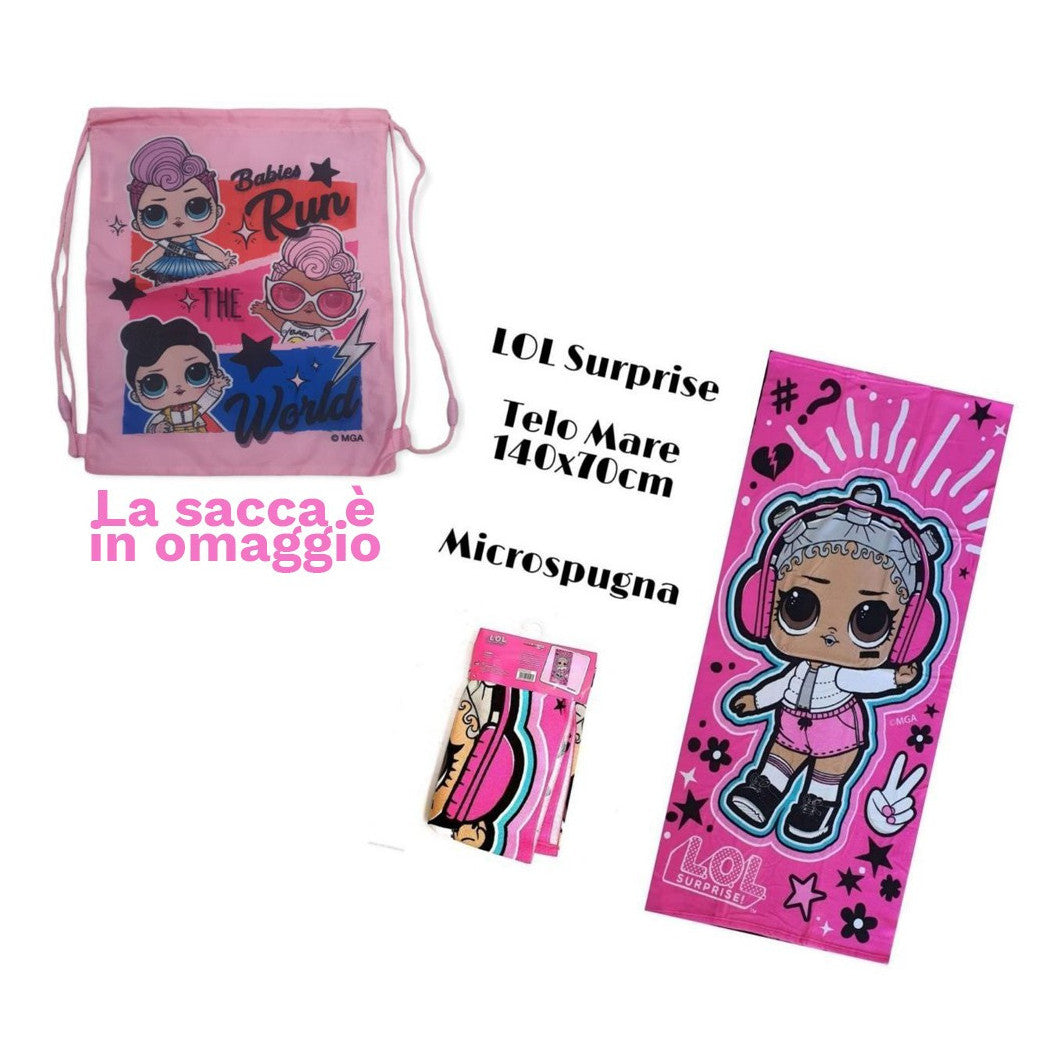 140*70 BAUMWOLLE STRANDTUCH LOL ÜBERRASCHUNG + KOSTENLOSE TASCHE
