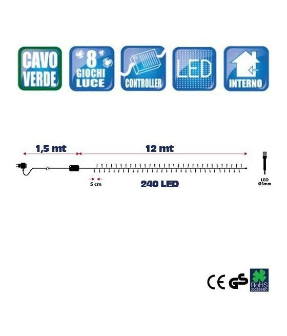 240 BLAUE LED WEIHNACHTSLICHTERKETTE MIT 7 MINI GLÜHWÜRMCHEN SPIELE