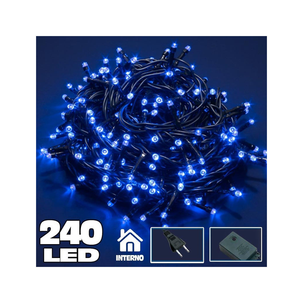 240 BLAUE LED WEIHNACHTSLICHTERKETTE MIT 7 MINI GLÜHWÜRMCHEN SPIELE