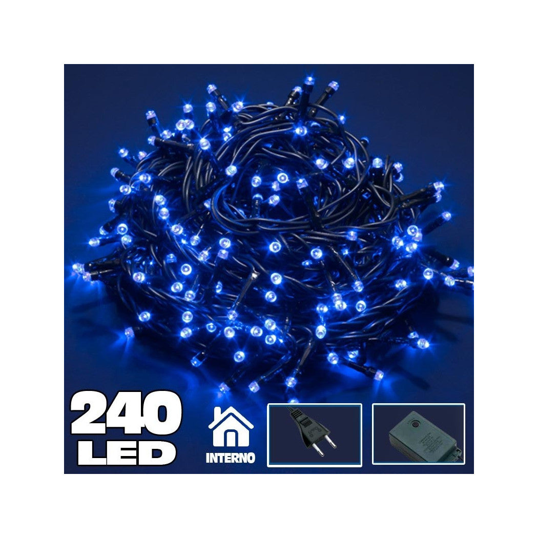 240 BLAUE LED WEIHNACHTSLICHTERKETTE MIT 7 MINI GLÜHWÜRMCHEN SPIELE