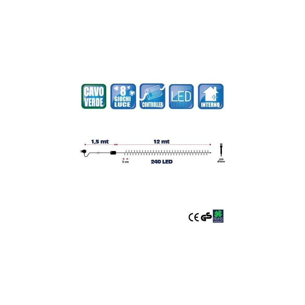 240 BLAUE LED WEIHNACHTSLICHTERKETTE MIT 7 MINI GLÜHWÜRMCHEN SPIELE