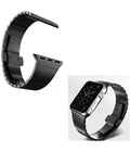 42MM SCHWARZES KETTENARMBAND KOMPATIBEL MIT IWATCH SERIE 3/2/1 SCHMETTERLINGSVERSCHLUSS
