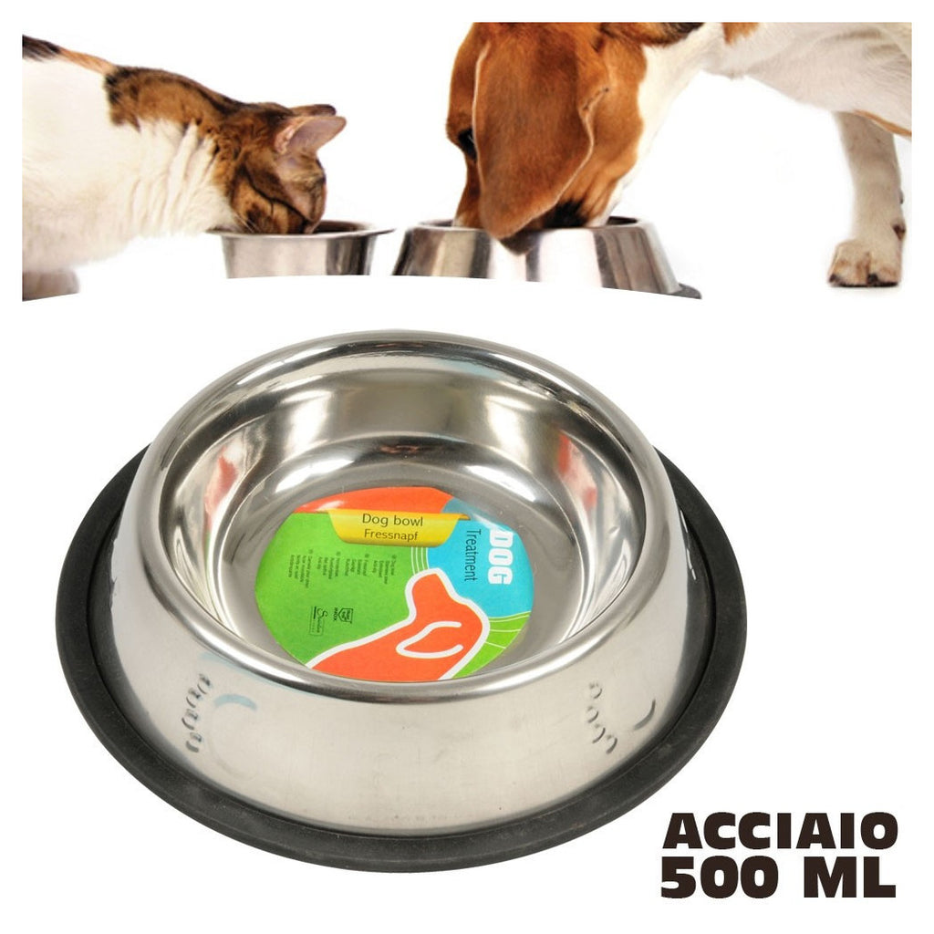 500 ML RUTSCHFESTER STAHLKATZENNAPF FÜR FUTTER, WASSER UND KROKETTEN