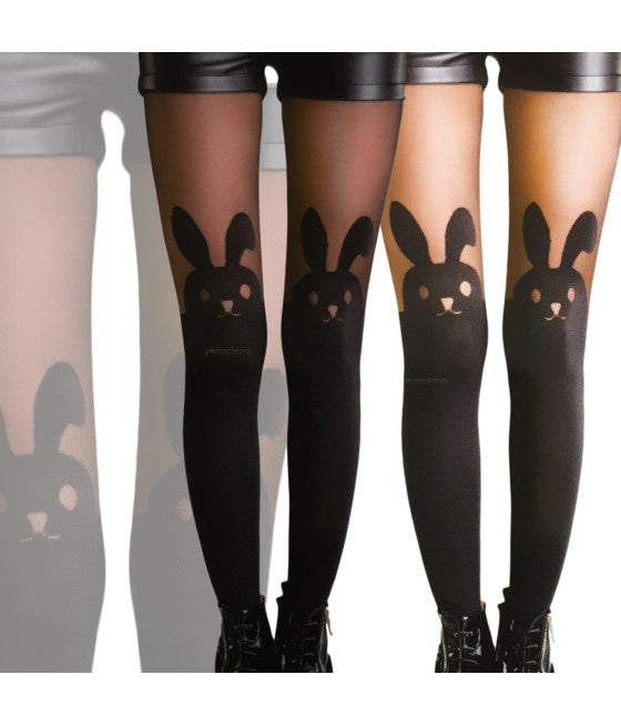 20 DEN STRUMPFHOSEN KANINCHEN KANINCHENSOCKEN SCHWARZ KAWAII EINE GRÖSSE PASST ALLE