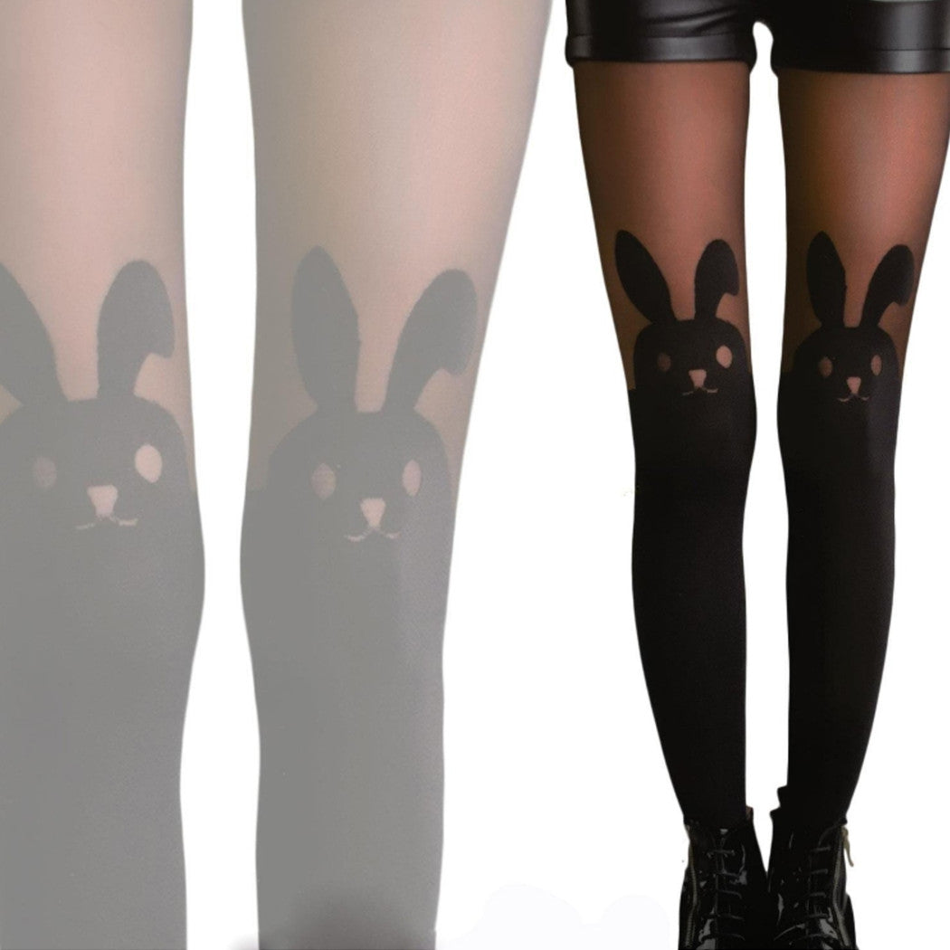 20 DEN STRUMPFHOSEN KANINCHEN KANINCHENSOCKEN SCHWARZ KAWAII EINE GRÖSSE PASST ALLE