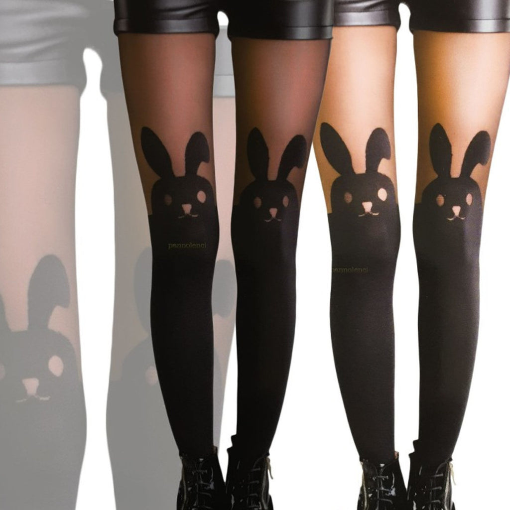 20 DEN STRUMPFHOSEN KANINCHEN KANINCHENSOCKEN SCHWARZ KAWAII EINE GRÖSSE PASST ALLE