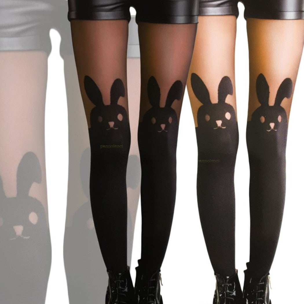 20 DEN STRUMPFHOSEN KANINCHEN KANINCHENSOCKEN SCHWARZ KAWAII EINE GRÖSSE PASST ALLE