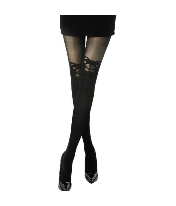 20 DEN STRUMPFHOSEN BÄR BÄR TED BOGEN SOCKEN SCHWARZ KAWAII EINE GRÖSSE PASST ALLE