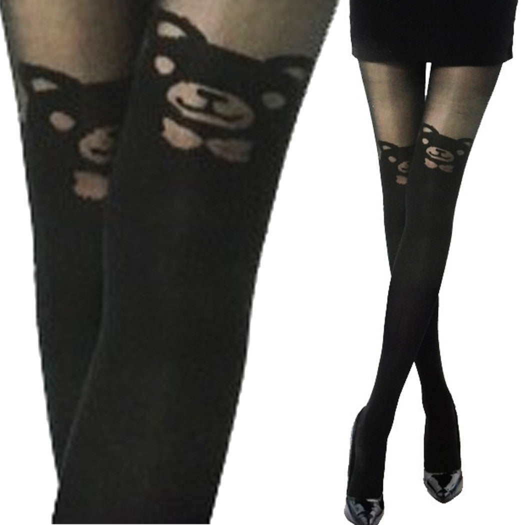 20 DEN STRUMPFHOSEN BÄR BÄR TED BOGEN SOCKEN SCHWARZ KAWAII EINE GRÖSSE PASST ALLE