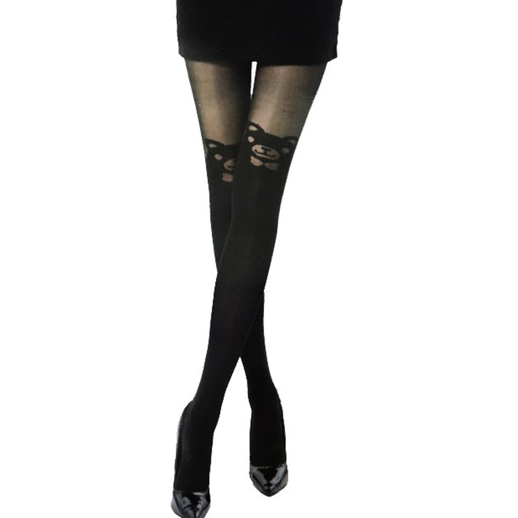 20 DEN STRUMPFHOSEN BÄR BÄR TED BOGEN SOCKEN SCHWARZ KAWAII EINE GRÖSSE PASST ALLE