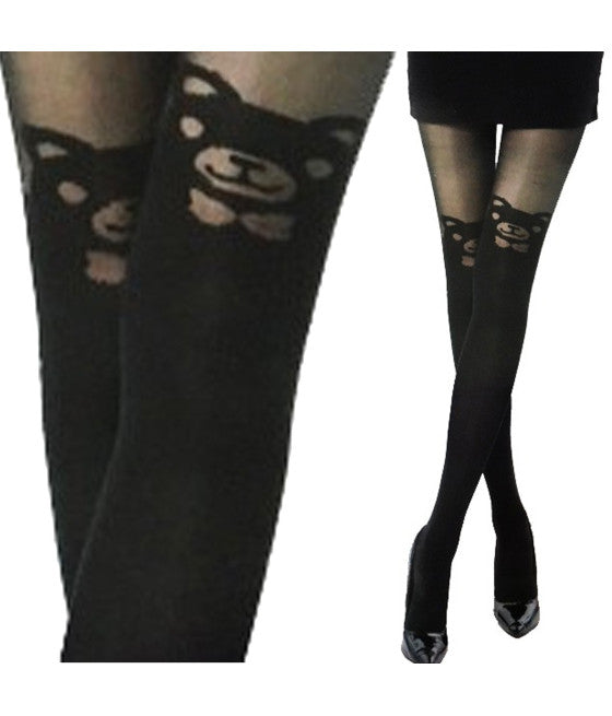 20 DEN STRUMPFHOSEN BÄR BÄR TED BOGEN SOCKEN SCHWARZ KAWAII EINE GRÖSSE PASST ALLE