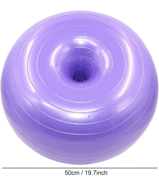 AUFBLASBARE DONUT ÜBUNG BALL PILATES PUMPE LILA
