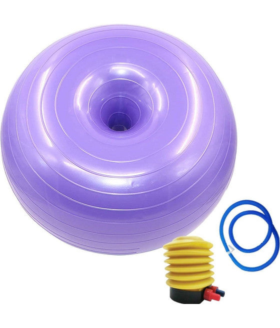 AUFBLASBARE DONUT ÜBUNG BALL PILATES PUMPE LILA