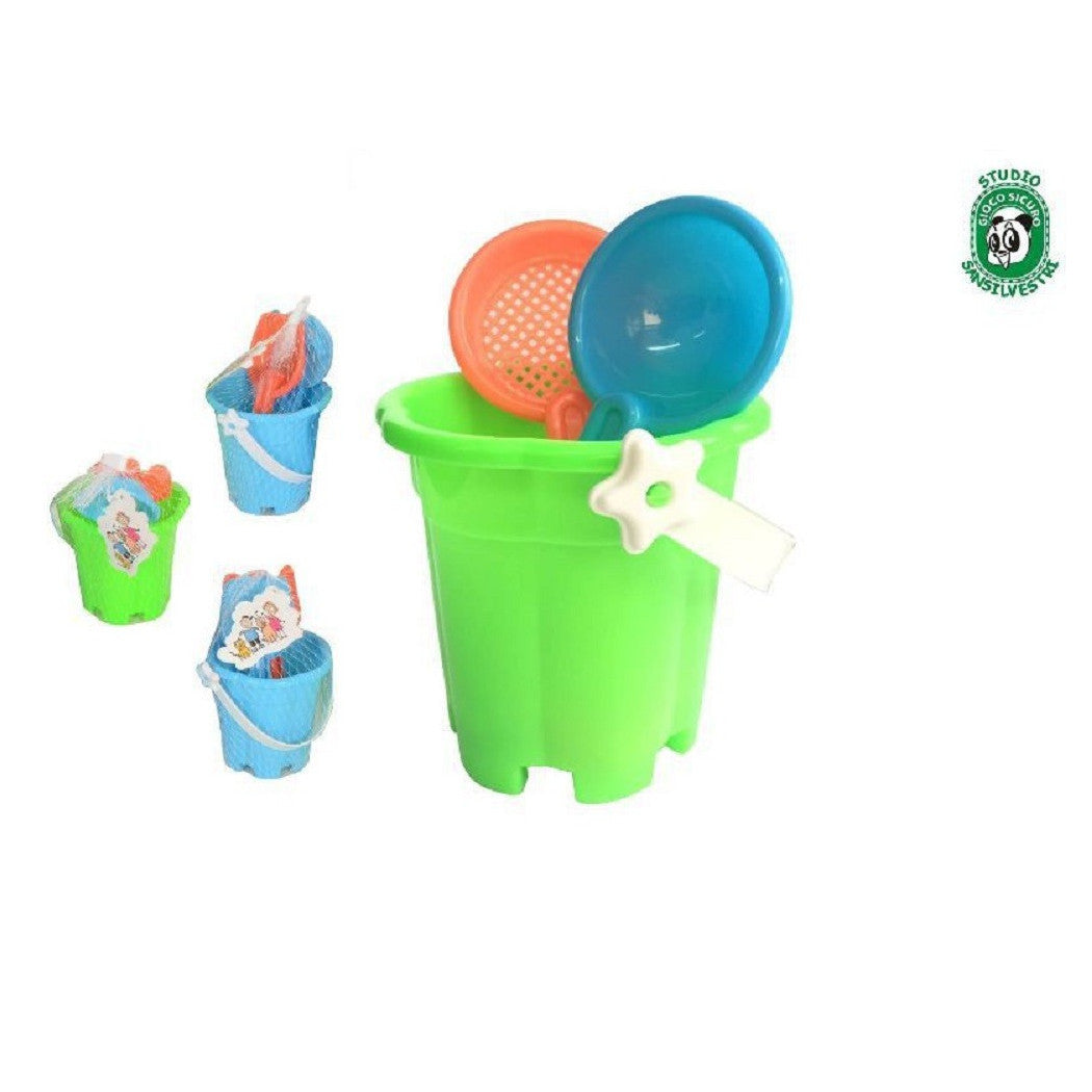 14 CM EIMER MIT ZUBEHÖR FÜR SOMMERLICHE STRANDSPIELE FÜR KINDER 072402