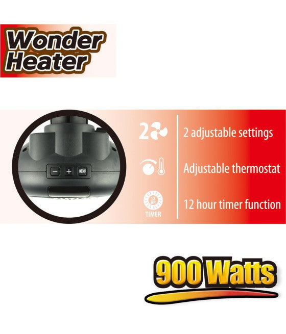 900W WONDER HEATER TRAGBARE ELEKTRISCHE HEIZUNG EINSTELLBAR VON 15° BIS 32°C