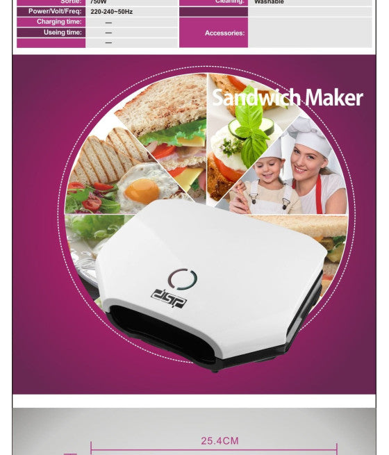 ANTIHAFTBESCHICHTETER ELEKTRISCHER GRILL SANDWICHTOASTER 750W
