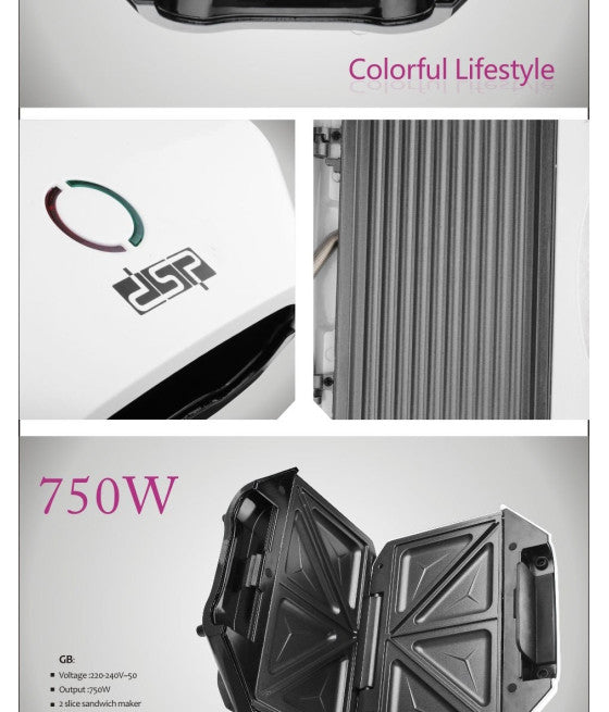 ANTIHAFTBESCHICHTETER ELEKTRISCHER GRILL SANDWICHTOASTER 750W