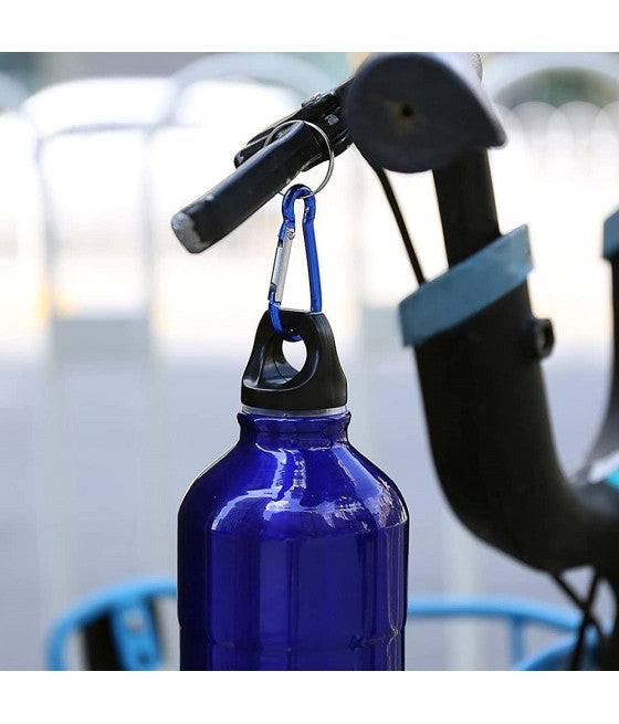 ALUMINIUM WASSERFLASCHE MIT HERMETISCHEM VERSCHLUSS KARABINER 500ML FARBIG XC-2504