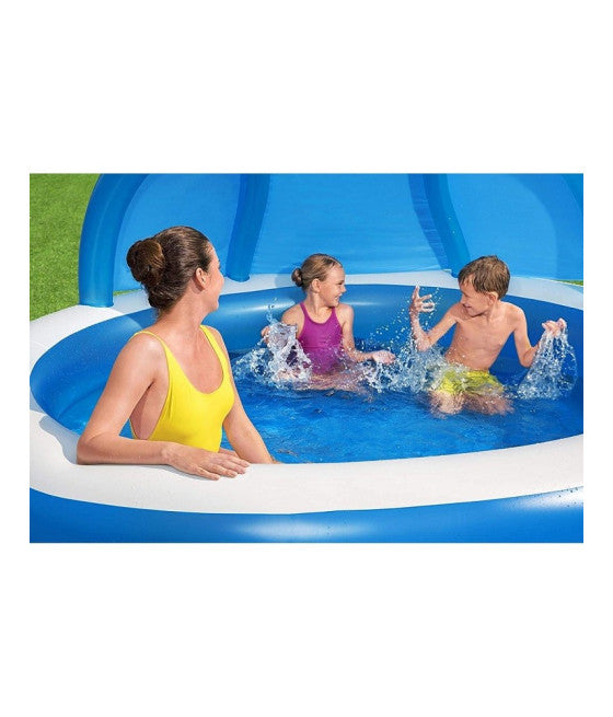 241X241X140 CM AUFBLASBARER RUNDER POOL MIT ÜBERDACHUNG SITZ 54337