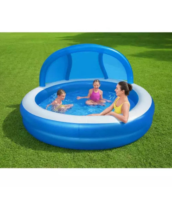 241X241X140 CM AUFBLASBARER RUNDER POOL MIT ÜBERDACHUNG SITZ 54337