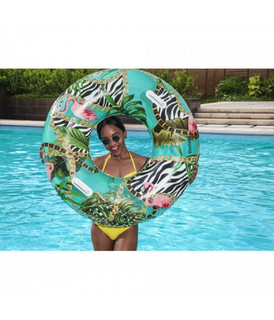 AUFBLASBARE RETTUNGSBOJE MIT BLUMENMUSTER 114 CM POOL GRIFFE 36302