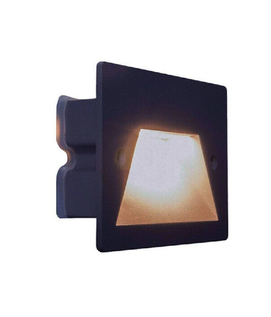 3W LED SEGNAPASSO APPLIQUE LUCE FREDDA CALDA NATURALE IP65 ES49 NERO