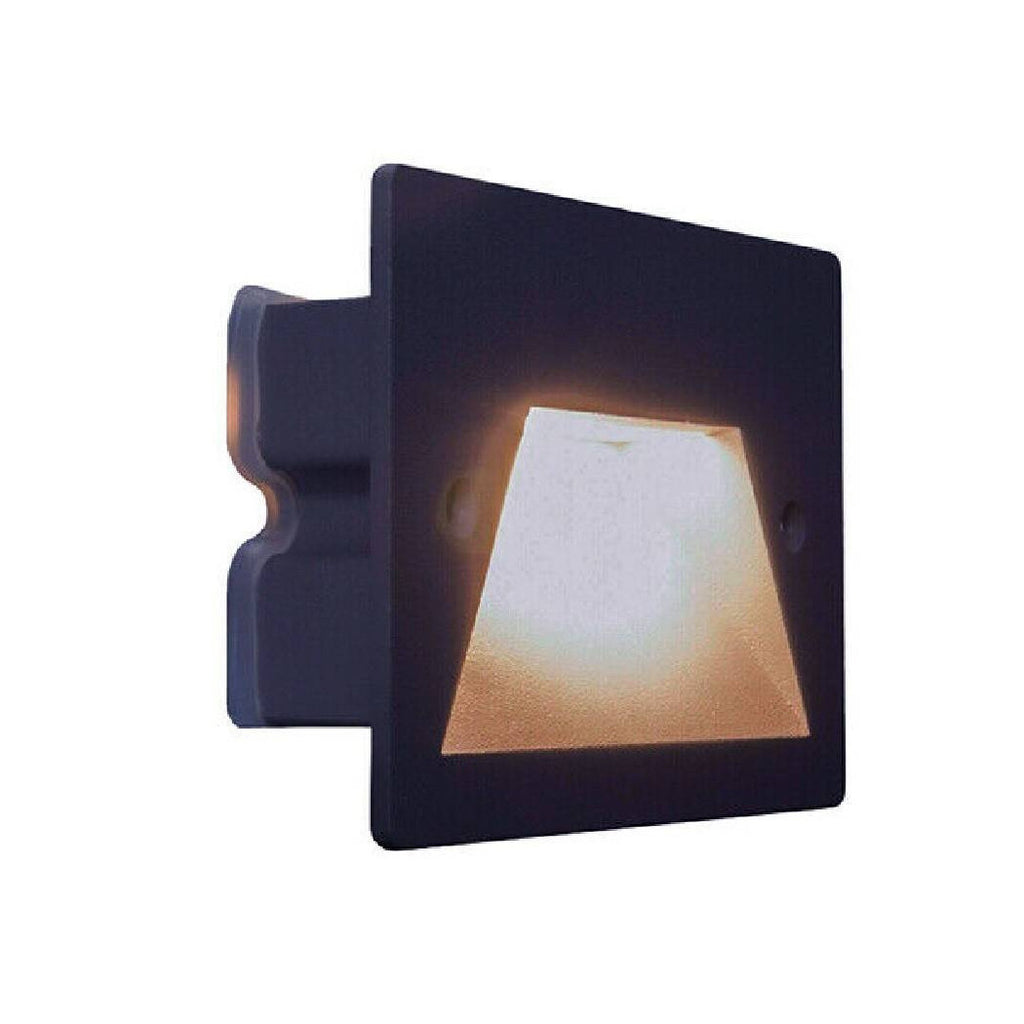 3W LED SEGNAPASSO APPLIQUE LUCE FREDDA CALDA NATURALE IP65 ES49 NERO