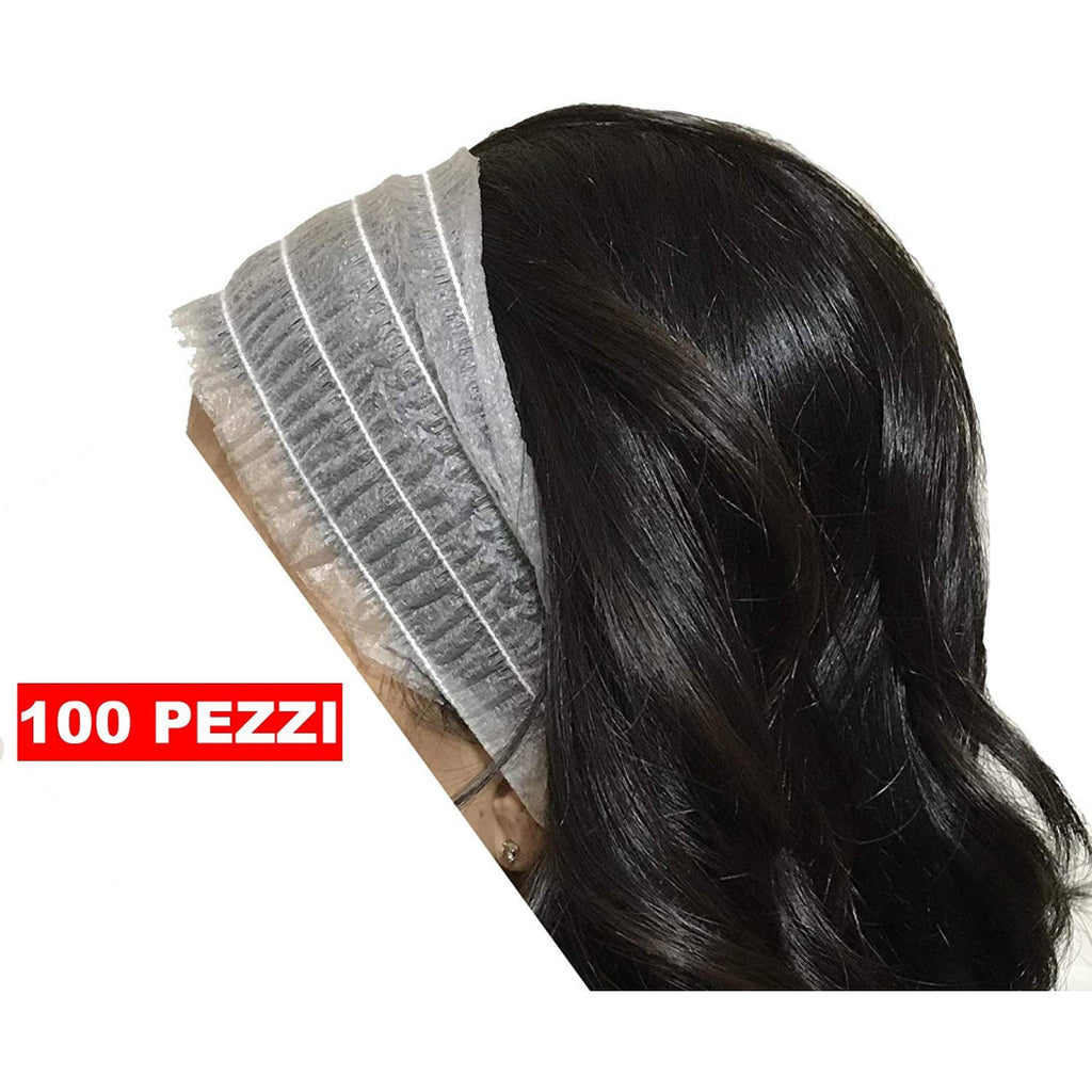 100 PZ FASCIA CAPELLI MONOUSO ELASTICA FASCE IN TNT TESSUTO NON TESSUTO ESTETICA