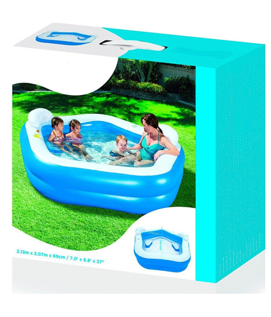 213 X 207 X 69 CM AUFBLASBARES AUFSTELLBECKEN MIT BECHERHALTER-KISSEN
