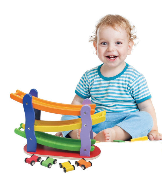 3-EBENEN-GARAGEN-PARKPLATZ-RUTSCHE HOLZSPIELZEUG-AUTOBAHN KINDER