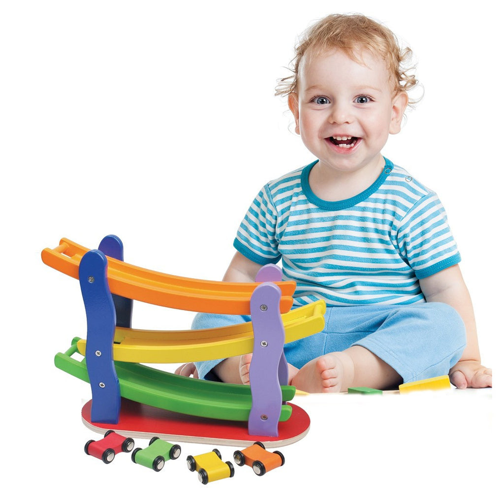 3-EBENEN-GARAGEN-PARKPLATZ-RUTSCHE HOLZSPIELZEUG-AUTOBAHN KINDER