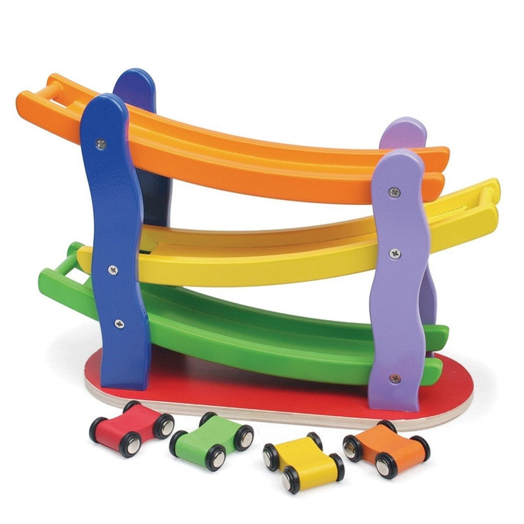 3-EBENEN-GARAGEN-PARKPLATZ-RUTSCHE HOLZSPIELZEUG-AUTOBAHN KINDER