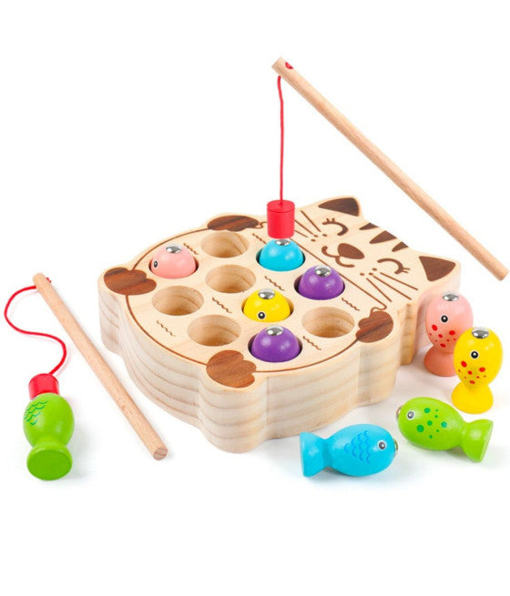 Angelspiel, sicheres, pädagogisches Fisch-Holzspielzeug für Kinder ab 3 Jahren