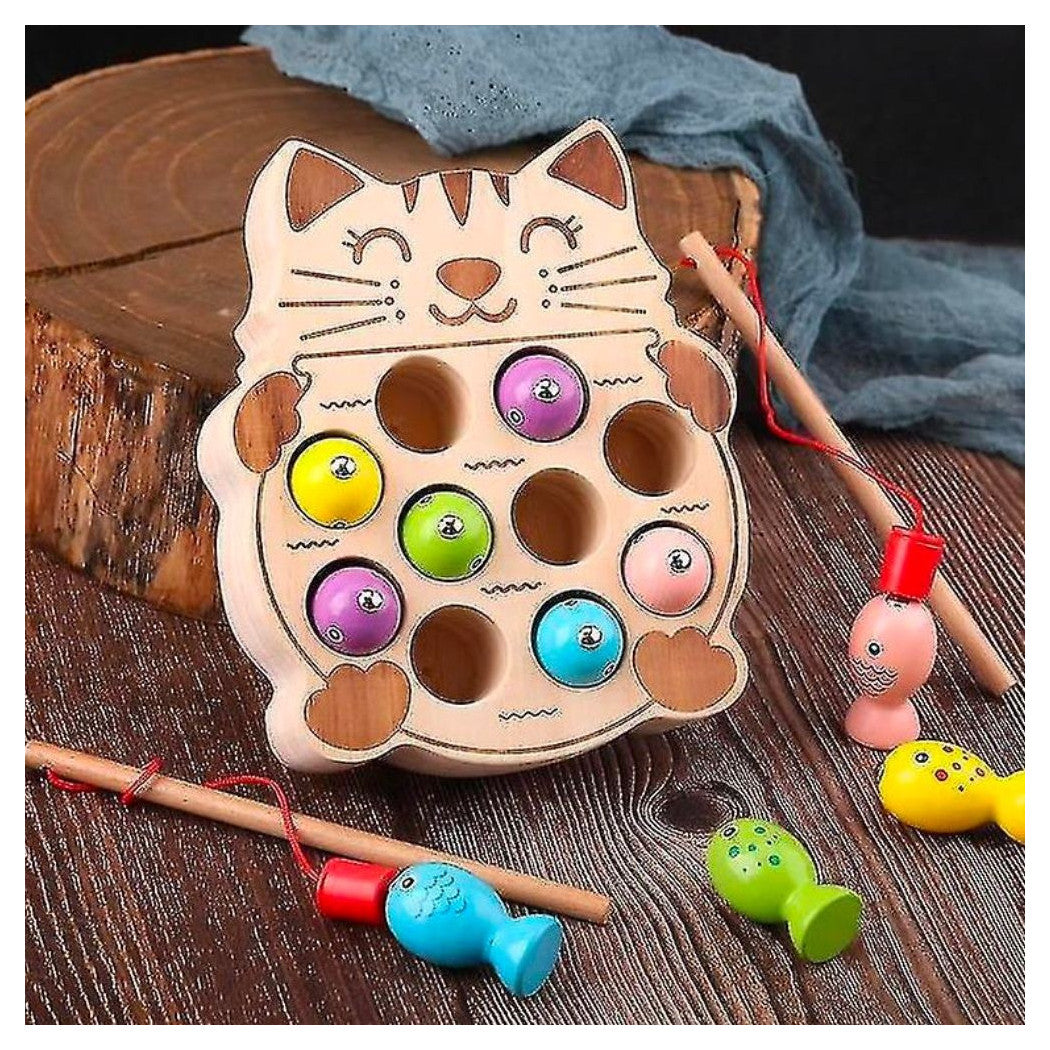 Angelspiel, sicheres, pädagogisches Fisch-Holzspielzeug für Kinder ab 3 Jahren