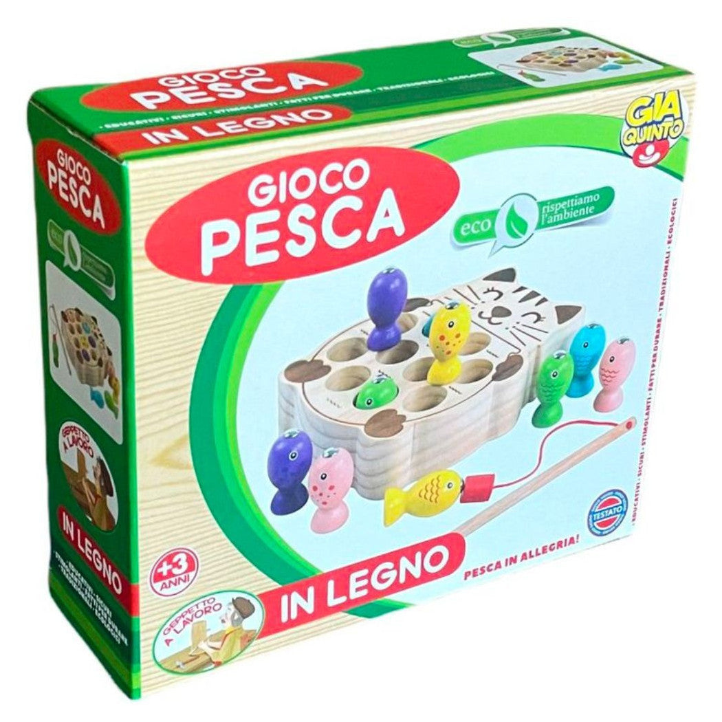 Angelspiel, sicheres, pädagogisches Fisch-Holzspielzeug für Kinder ab 3 Jahren