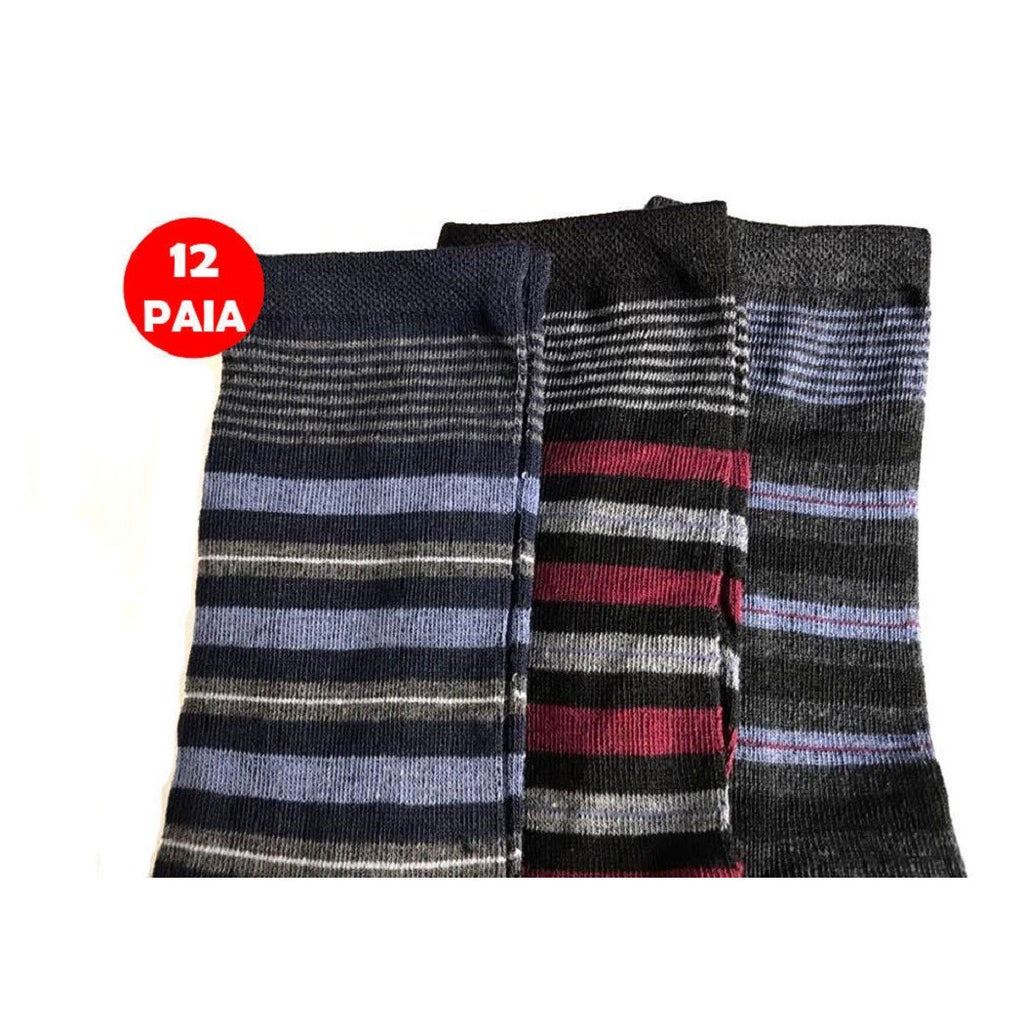 12 PAIA CALZINI RIGHE UOMO MEZZA GAMBA IN COTONE CALDO TG40/46 INVERNO