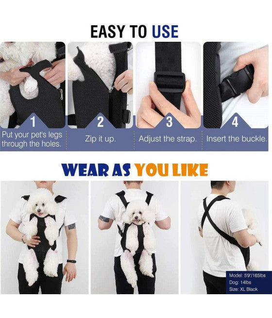 ATMUNGSAKTIVE HAUSTIER RUCKSACK HUNDE VERSTELLBARE MESH TG.M SCHWARZ