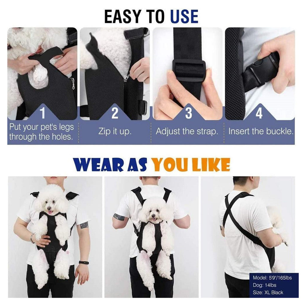 ATMUNGSAKTIVE HAUSTIER RUCKSACK HUNDE VERSTELLBARE MESH TG.M SCHWARZ