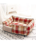 ATMUNGSAKTIVE BAUMWOLLE SOFA HUNDEBETT S 45X35CM ROT GITTER
