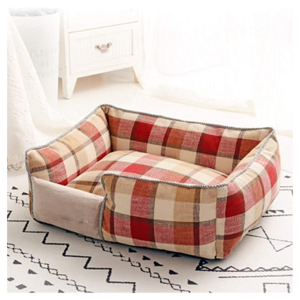 ATMUNGSAKTIVE BAUMWOLLE SOFA HUNDEBETT S 45X35CM ROT GITTER