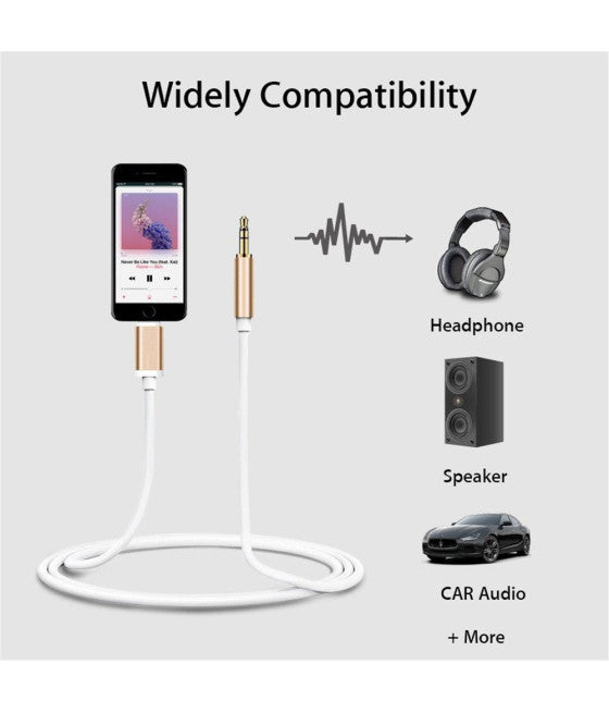 AUDIO ADAPTER KABEL IPHONE 7 UND 7 PLUS AUX KLINKE LIGHTNING AUF 3,5 MM MÄNNLICH