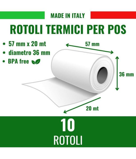 10 ROLLEN POS-THERMOPAPIER 57MMX20MT KOMPATIBEL MIT POS-GERÄTEN