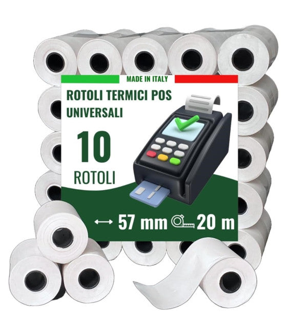 10 ROLLEN POS-THERMOPAPIER 57MMX20MT KOMPATIBEL MIT POS-GERÄTEN