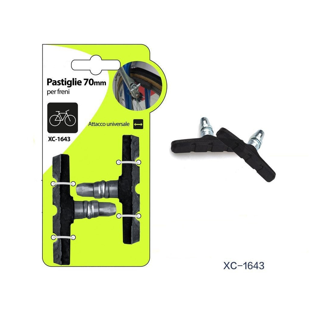 2 BREMSBELÄGE FÜR 70 MM FAHRRADBREMSEN MIT UNIVERSALBEFESTIGUNG XC-1643