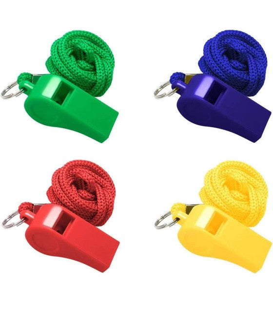 4PCS KUNSTSTOFF PFEIFEN MIT LANYARD TRAINER FUSSBALL-SCHIEDSRICHTER