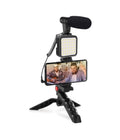 4IN1 UNIVERSAL VLOGGER KIT FÜR SMARTPHONES MIT LED LICHT MIKROFON