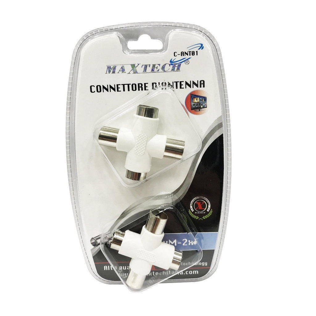 ANTENNENSTECKER TV 2 MÄNNLICH 2 WEIBLICH ADAPTER MAXTECH C-ANT01